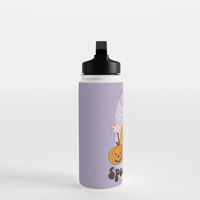 Hippie Groovy Halloween Print in Pastel Lilac Water Bottle Gallery Image 3