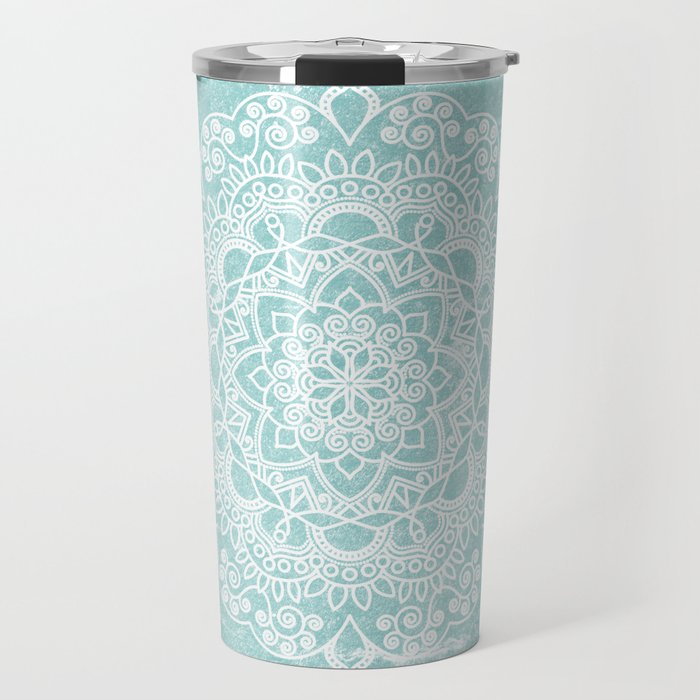Mandala on concrete - teal Travel Mug Gallery Image 1