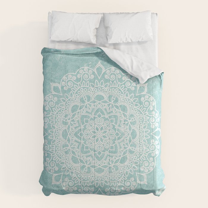 Mandala on concrete - teal Comforter Gallery Image 6
