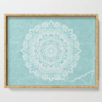 Mandala on concrete - teal Serving Tray Gallery Image 1