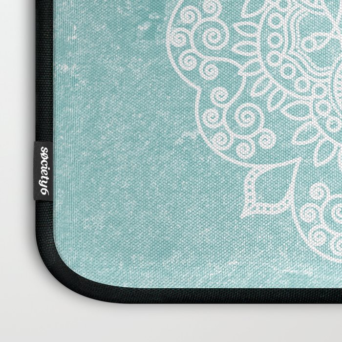 Mandala on concrete - teal Laptop Sleeve Gallery Image 3