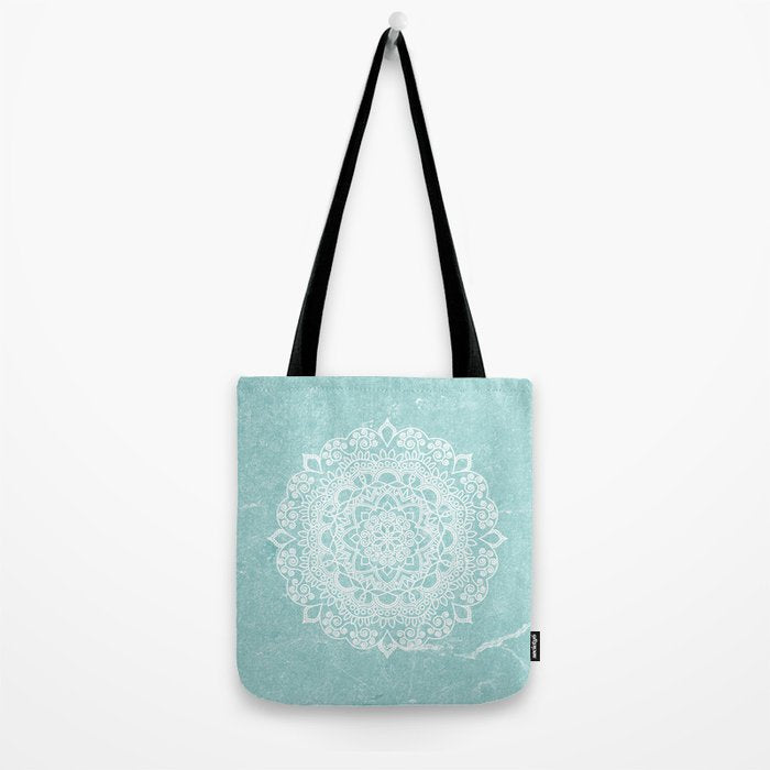 Mandala on concrete - teal Tote Bag Gallery Image 2