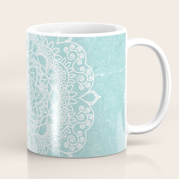 Mandala on concrete - teal Coffee Mug Gallery Image 1