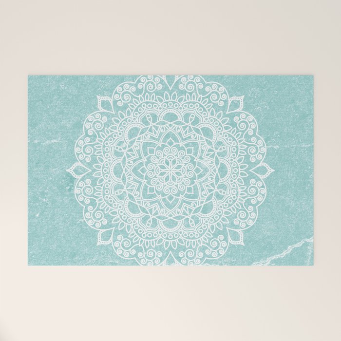 Mandala on concrete - teal Welcome Mat Gallery Image 1