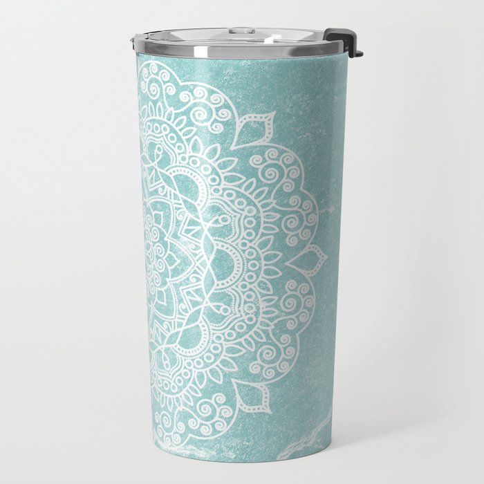 Mandala on concrete - teal Travel Mug Gallery Image 2