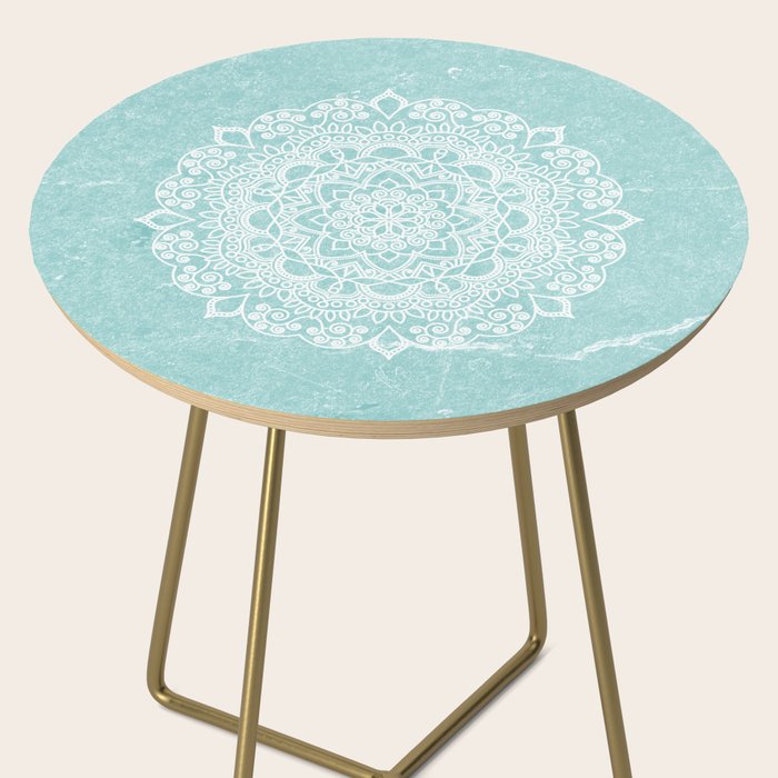 Mandala on concrete - teal Side Table Gallery Image 2