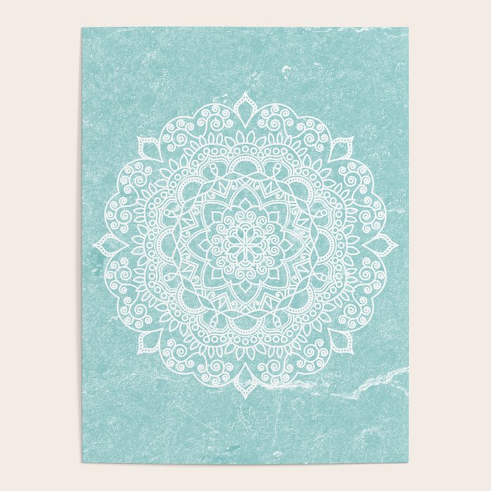Mandala on concrete - teal Poster Gallery Image 1