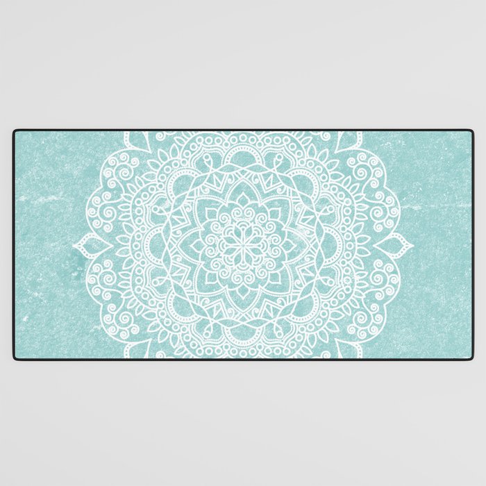 Mandala on concrete - teal Desk Mat Gallery Image 3