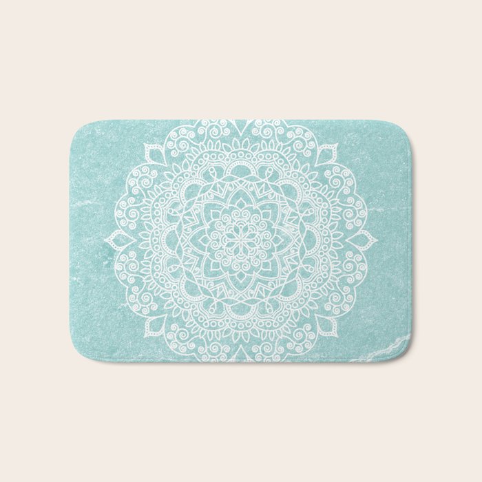 Mandala on concrete - teal Bath Mat Gallery Image 1