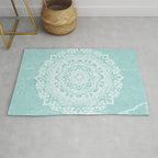 Mandala on concrete - teal Rug Gallery Image 1