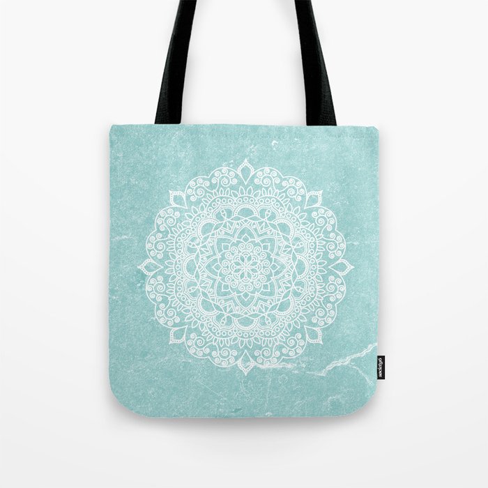 Mandala on concrete - teal Tote Bag Gallery Image 1
