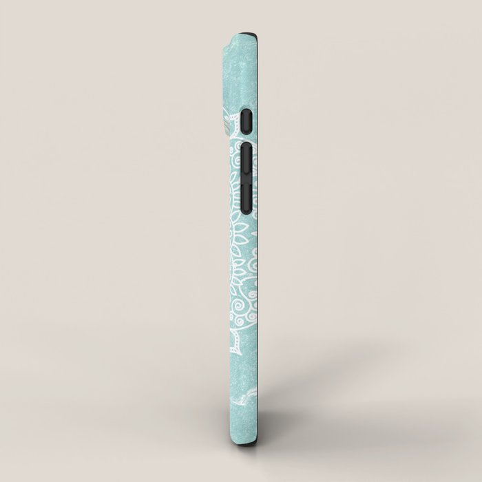 Mandala on concrete - teal iPhone Case Gallery Image 2