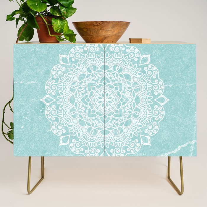 Mandala on concrete - teal Credenza Gallery Image 1