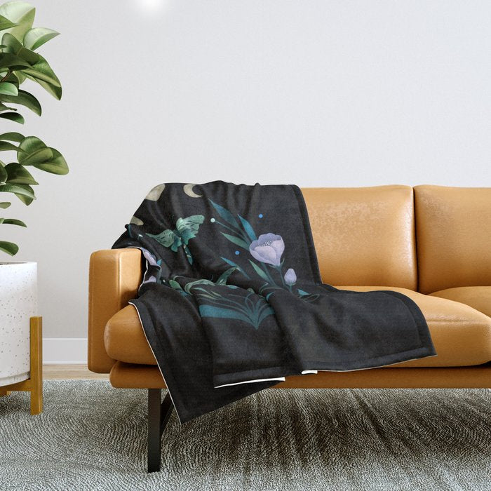 Lime Hawk Moths Night Throw Blanket Gallery Image 1