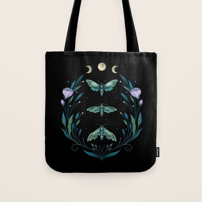 Lime Hawk Moths Night Tote Bag Gallery Image 1