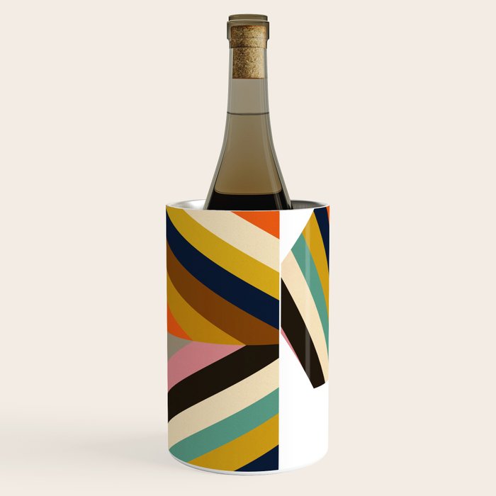 Mid Century Geometric Pattern Technicolor Diamond  Wine Chiller Gallery Image 3