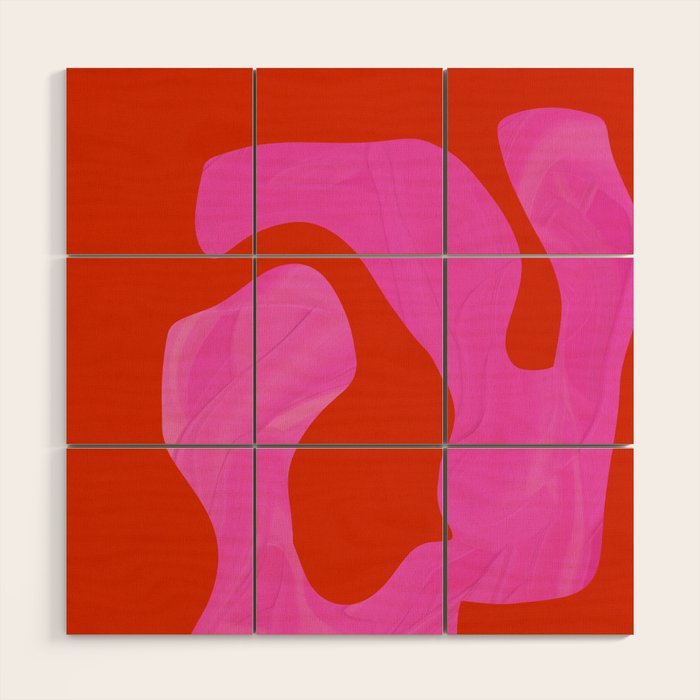 abstract pink orange - imagine 2 Wood Wall Art Gallery Image 1