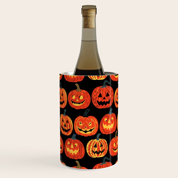 Halloween jack o lantern pumpkin cartoon pattern Wine Chiller Gallery Image 1