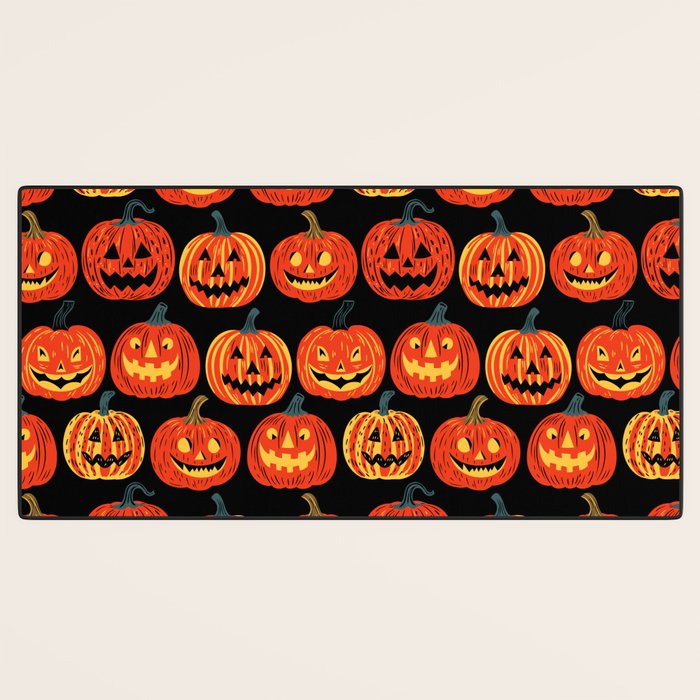 Halloween jack o lantern pumpkin cartoon pattern Desk Mat Gallery Image 3