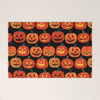 Halloween jack o lantern pumpkin cartoon pattern Welcome Mat Gallery Image 1