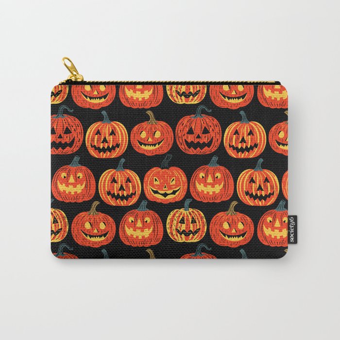 Halloween jack o lantern pumpkin cartoon pattern Carry All Pouch Gallery Image 1