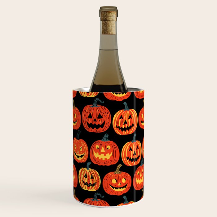 Halloween jack o lantern pumpkin cartoon pattern Wine Chiller Gallery Image 2