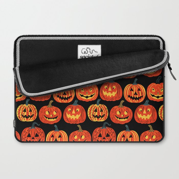 Halloween jack o lantern pumpkin cartoon pattern Laptop Sleeve Gallery Image 2
