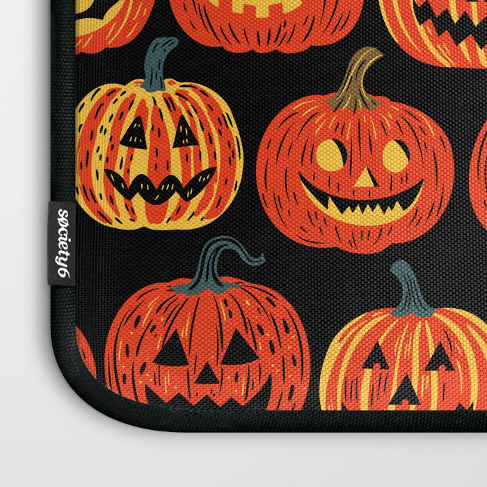 Halloween jack o lantern pumpkin cartoon pattern Laptop Sleeve Gallery Image 3