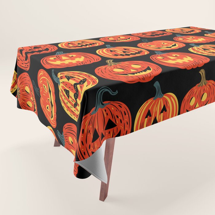 Halloween jack o lantern pumpkin cartoon pattern Tablecloth Gallery Image 1