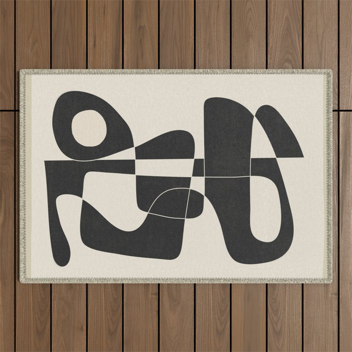 Minimal Abstract Noir Outdoor Rug Gallery Image 1