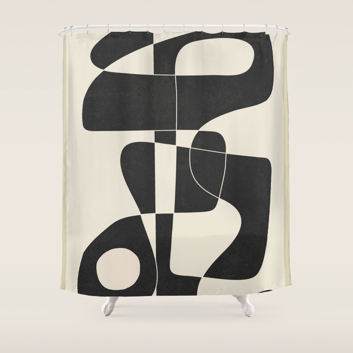 Minimal Abstract Noir Shower Curtain Gallery Image 1