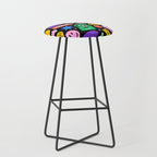 Retro cartoon sticker label pattern Stool Gallery Image 1
