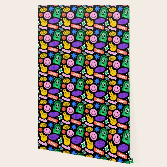 Retro cartoon sticker label pattern Wallpaper Gallery Image 2