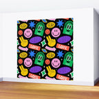Retro cartoon sticker label pattern Wall Mural Gallery Image 2