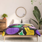 Retro cartoon sticker label pattern Comforter Gallery Image 3