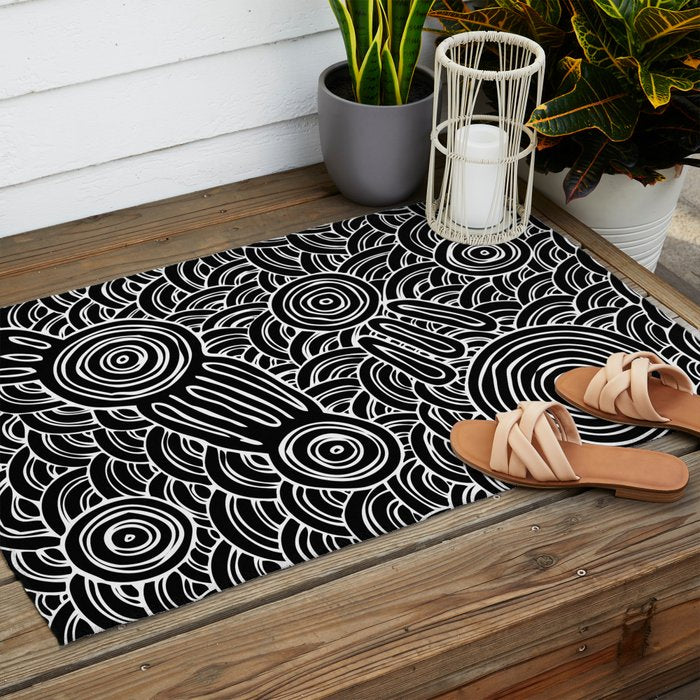 Aboriginal Art Authentic - Meeting Places Outdoor Rug Gallery Image 2