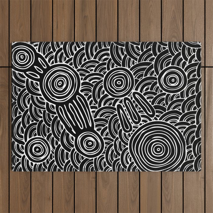 Aboriginal Art Authentic - Meeting Places Outdoor Rug Gallery Image 1