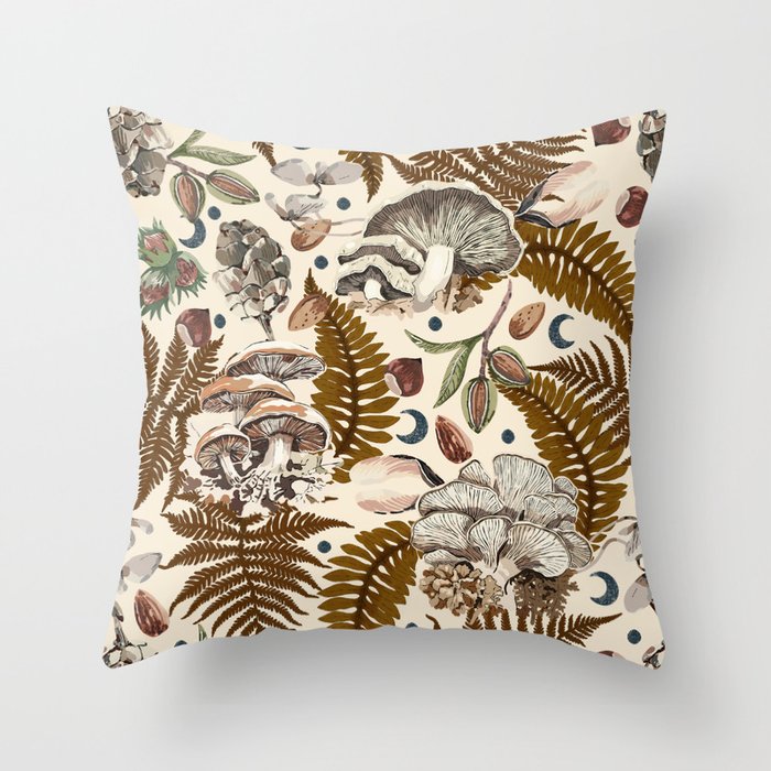 Mushrooms in moon forest A Throw Pillow Gallery Image 6