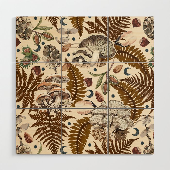 Mushrooms in moon forest A Wood Wall Art Gallery Image 1