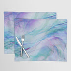 Pastel Violet Turquoise Abstract Ink Painting Placemat Gallery Image 1