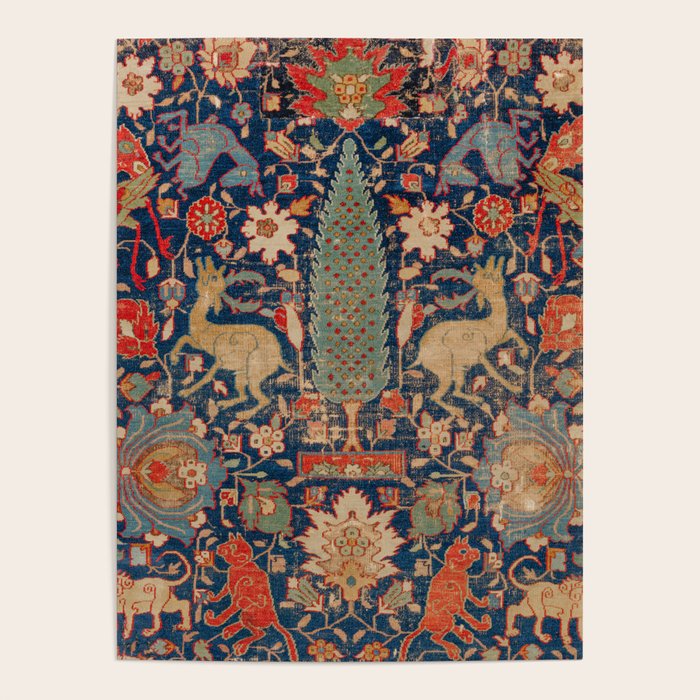 17th Century Persian Rug Print with Animals Poster Gallery Image 4