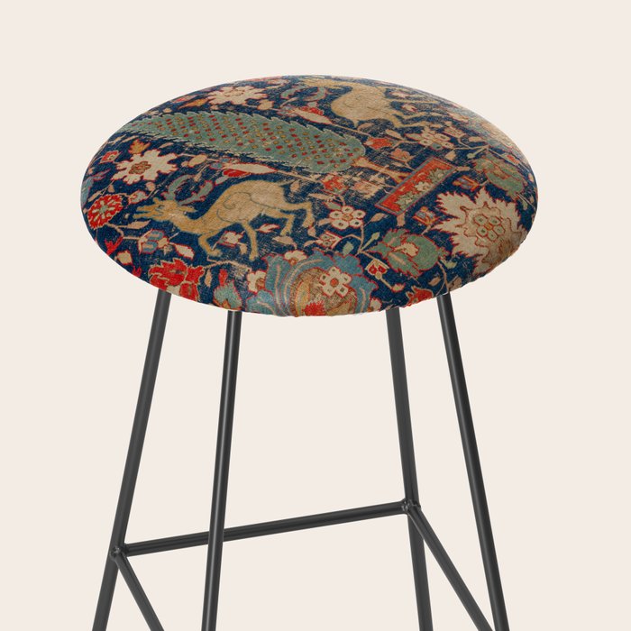 17th Century Persian Rug Print with Animals Stool Gallery Image 2