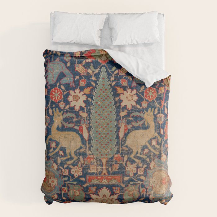 17th Century Persian Rug Print with Animals Duvet Cover Gallery Image 6