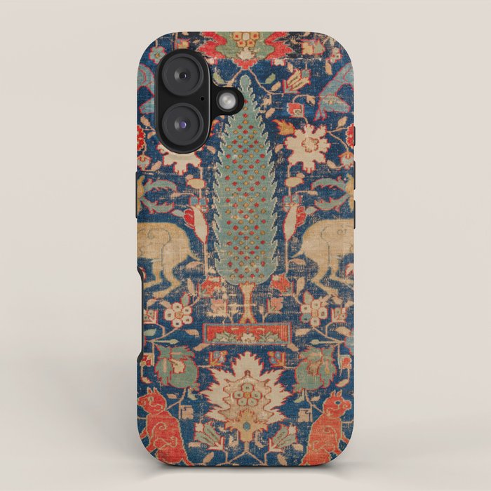 17th Century Persian Rug Print with Animals iPhone Case Gallery Image 1