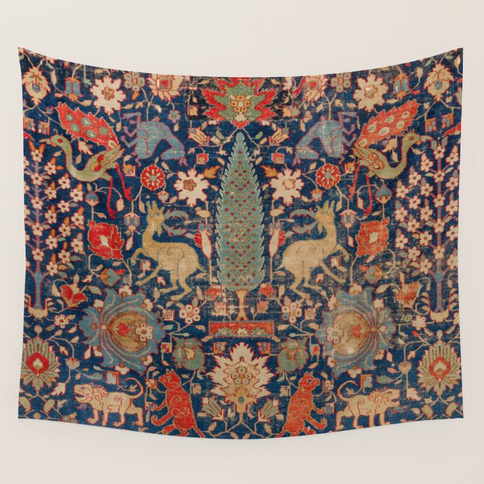 17th Century Persian Rug Print with Animals Wall Tapestry Gallery Image 4