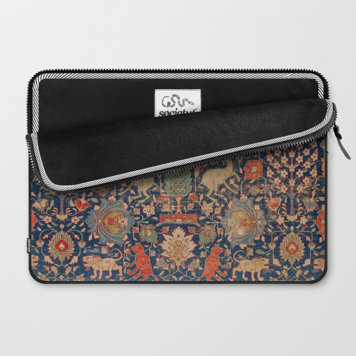 17th Century Persian Rug Print with Animals Laptop Sleeve Gallery Image 2