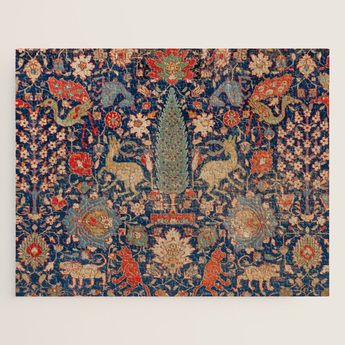 17th Century Persian Rug Print with Animals Jigsaw Puzzle Gallery Image 1