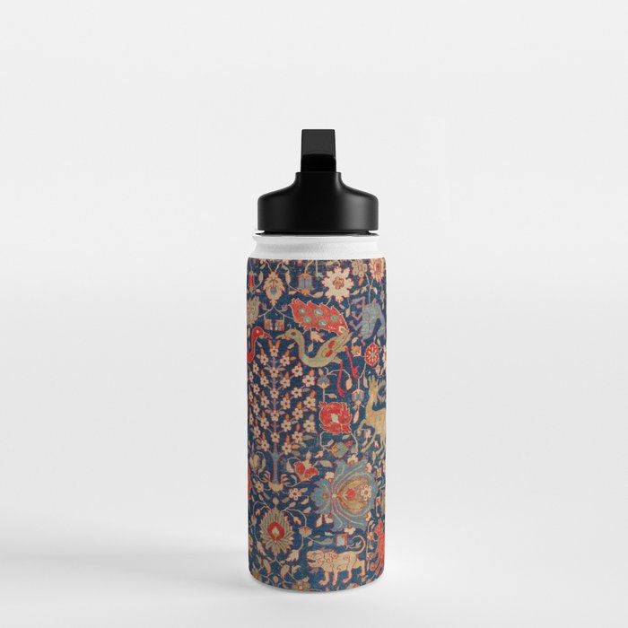 17th Century Persian Rug Print with Animals Water Bottle Gallery Image 3