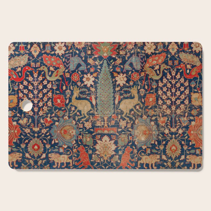 17th Century Persian Rug Print with Animals Cutting Board Gallery Image 1
