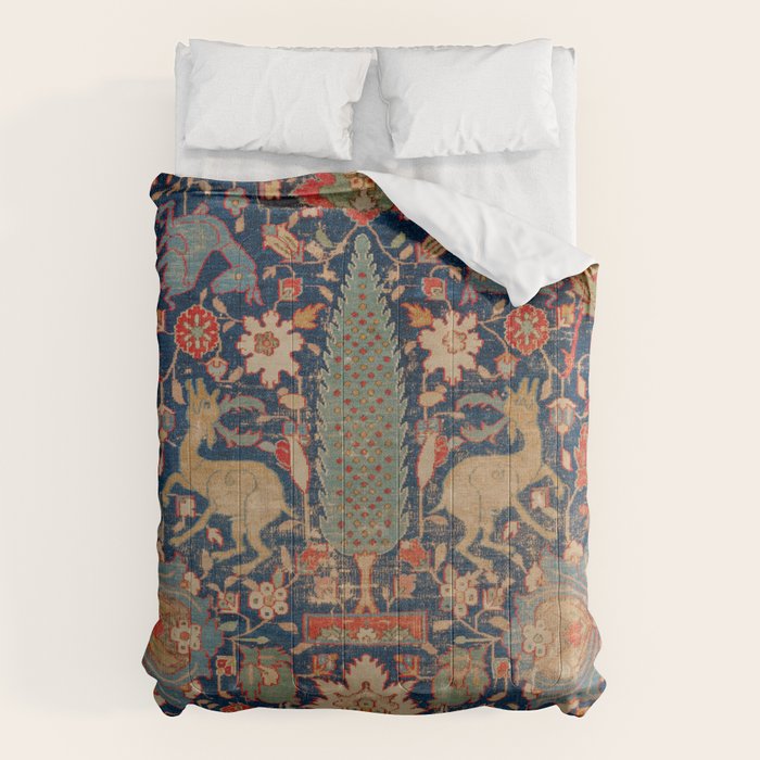 17th Century Persian Rug Print with Animals Comforter Gallery Image 6
